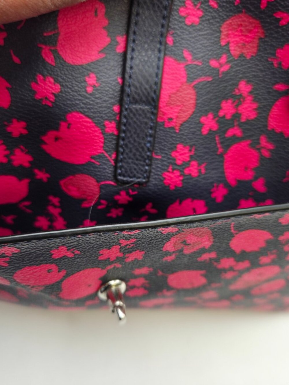 Coach City Tote Bag Prairie Calico Floral Canvas Structured Handbag Black Pink - Picture 9 of 15